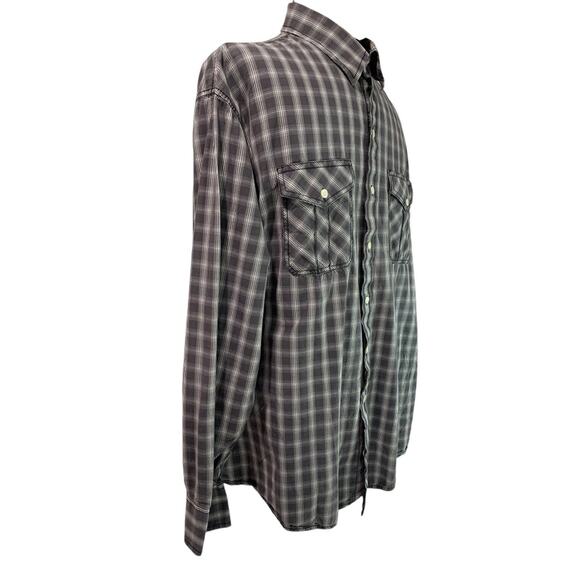 XL Izod Jeans Mens Casual Black White Plaid Button Up Shirt Long Sleeve - Picture 7 of 8